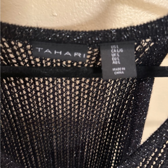 Tahari Black Sparkly Crochet/Knit Cover Up Midi Dress - Picture 4 of 4